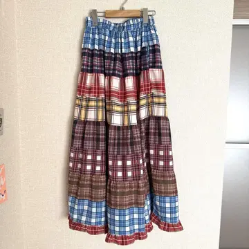 NUGU 체크 히피 롱 스커트