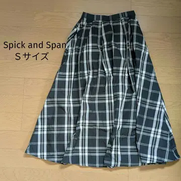 Spick and Span 체크 무늬 플레어 롱 타프타 스커트 S 사이즈