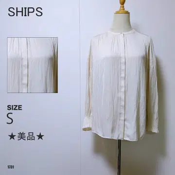 SHIPS 쉽스 플리츠 소매 블라우스 긴팔 아이보리 S 사이즈 페미닌