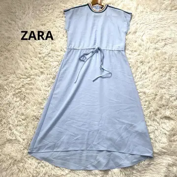 ZARA 자라 롱 원피스 저리 소재 멀티 컬러 허리 리본
