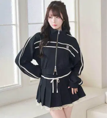 Rosemuse Line jersey skirt set 블랙