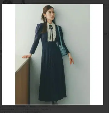 SNIDEL 블라우스 카라 도킹 플리츠 니트 원피스