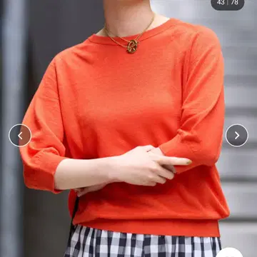 IENA 린넨 5부 소매 풀오버 오렌지
