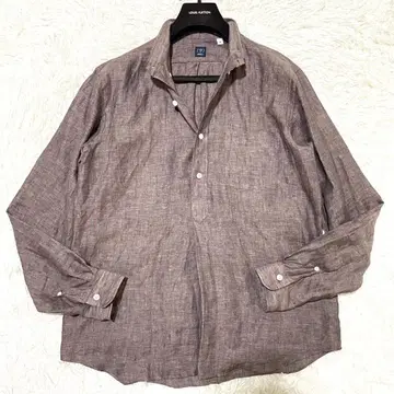 현행/새상품급 빔즈 F 린넨 카프리 셔츠 브라운 샴브레이 L 상당