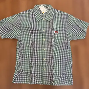 BEN DAVIS 반팔 셔츠 그린 파랑 체크 90's M 미사용