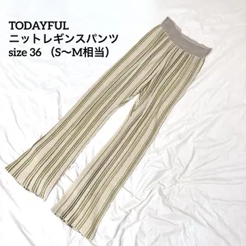 TODAYFUL 최근 스트라이프 니트 레깅스 팬츠 봄/여름 36 그린
