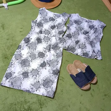 일랑일랑 미사용 새상품 리본 부착 해바라기 자수 4way 원피스 블라우스