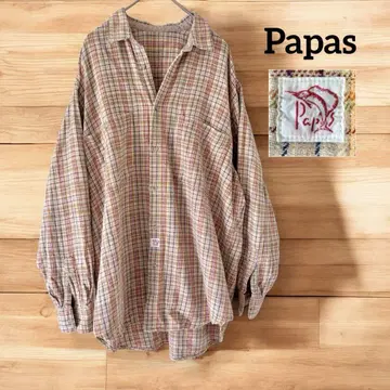 Papas 파파스 카지키 로고 체크 플란넬 셔츠 M