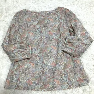 아나텔리어 리버티 프린트 꽃무늬 블라우스 싸개 버튼 7부 소매 핑크