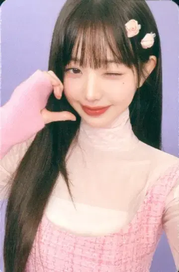 IVE 뺨 하트 (배경 보라색) WONYOUNG AMUSE 트레이딩 카드