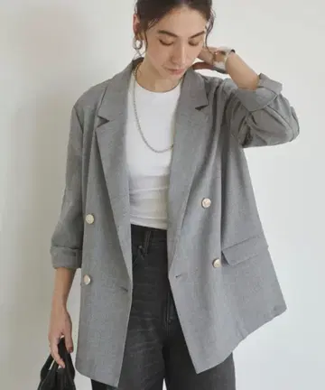 ANGIE 골드 버튼 린넨 라이크 블레이저 썸머 자켓 미사용
