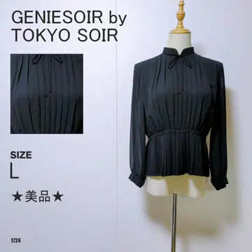 GENIESOIR by TOKYO SOIR 플리츠 블라우스 블랙 포멀