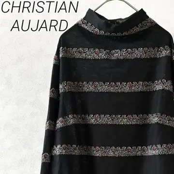 CHRISTIAN AUJARD 튜닉 하이넥 보더 빅 사이즈 얇은 소재