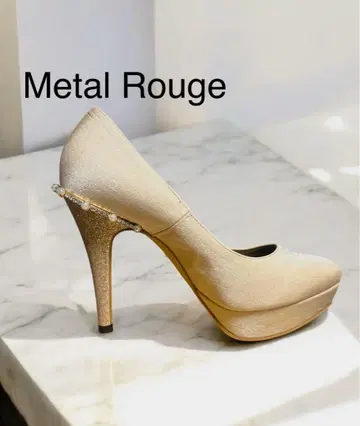 Metal Rouge 글리터 비쥬 장식 하이힐 골드 펌프스