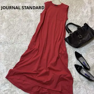 JOURNAL STANDARD 코튼 롱 맥시 길이 A 라인 원피스 빨간색