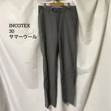 INCOTEX 그레이 스트레이트 컷 슬랙스