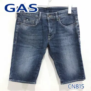 GAS 오버 사이즈 버튼 플라이 스트레치 데님 하프 청바지