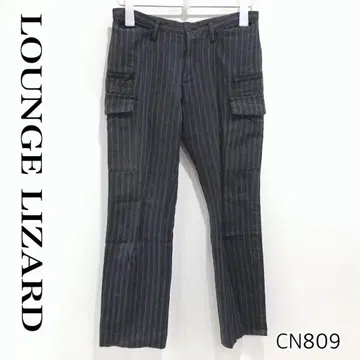 LOUNGE LIZARD 랜덤 스트라이프 카고 팬츠 다크 그레이 계열