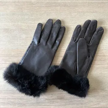 다크 브라운 가죽 장갑 퍼 포함