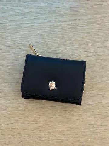 3단 폴더형 지갑 블랙 합성 피혁