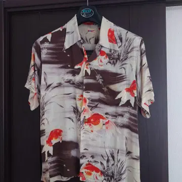 SUN SURF 선 서핑 알로하 셔츠 일본풍 패턴 금붕어 레이온