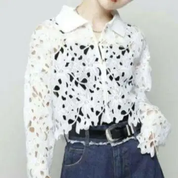 미사용 새상품 레이스 카라 부착 가디건