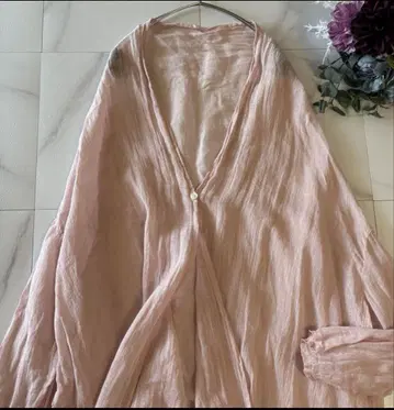 새상품급 nest robe 핑크 린넨 100 가디건풍 롱 셔츠 가운