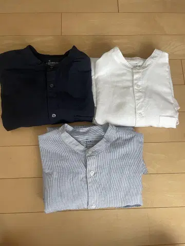 MUJI 린넨 스탠드 카라 긴팔 셔츠 3종 세트 XL