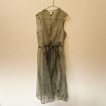 BCBGMAXAZRIA RUNWAY 시스루 드레스 M 올리브 그린