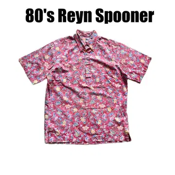 80년대 금색 택 레인 스푸너 알로하 셔츠 Reyn Spooner