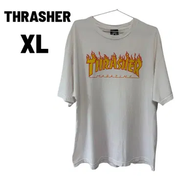 트레셔 불꽃 로고 티셔츠 XL 화이트 스케이트