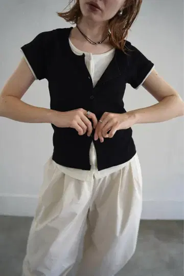 welinoa LAYERED LIB HALF SLEEVE TOPS