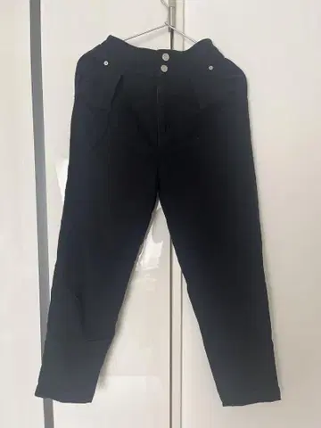 블랙 캐주얼 데님 팬츠 드로우 스트링