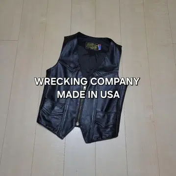 WRECKING COMPANY 가죽 베스트 USA 제작 바이크