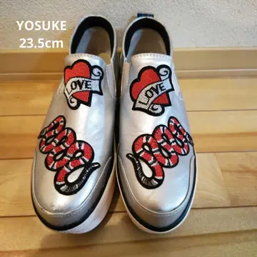 YOSUKE 실버 통굽 슬립온 스니커즈