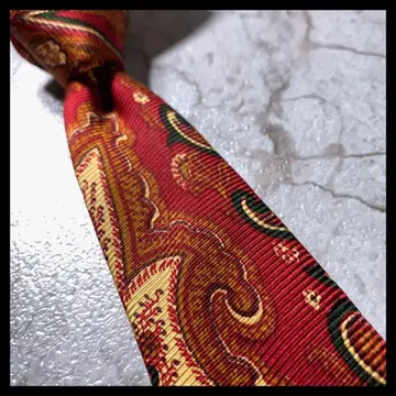 이탈리아제 ETRO 브랜드 넥타이 빨간색 페이즐리 보타니컬 올 패턴