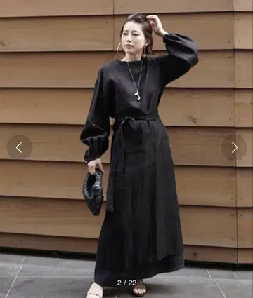 ETRE TOKYO 스탠드넥 에이프런 원피스 새상품급