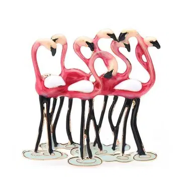 핀즈 핀 배지 브로치 배지 에나멜 무리 핑크 플라밍고 새