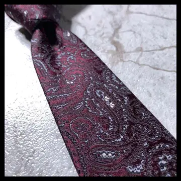 이탈리아제 ETRO 브랜드 넥타이 빨간색 블랙 페이즐리 올 패턴 8cm