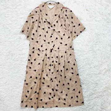 LAURA ASHLEY 털실 패턴 셔츠 원피스 반팔 개더 1/S
