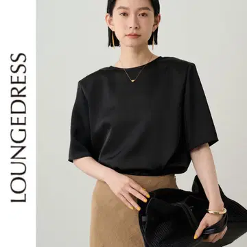 새상품 Loungedress 파워 숄 새틴 블라우스 라운지 드레스 블랙