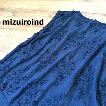 mizuiroind 자수 슬리브리스 블라우스 꽃무늬 일본제 코튼 네이비