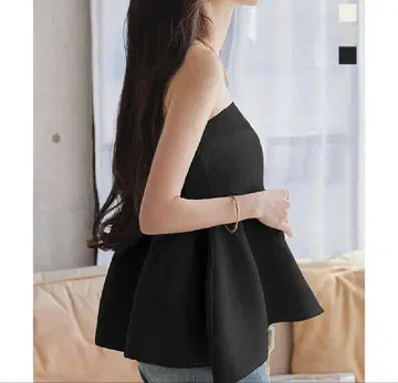 블랙 베어탑 튜브탑 플레어 실루엣