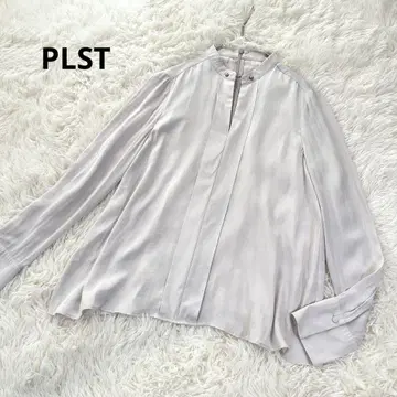 PLST 플라스테 블라우스 스탠드 카라 드레이프감 소재 오피스 캐주얼