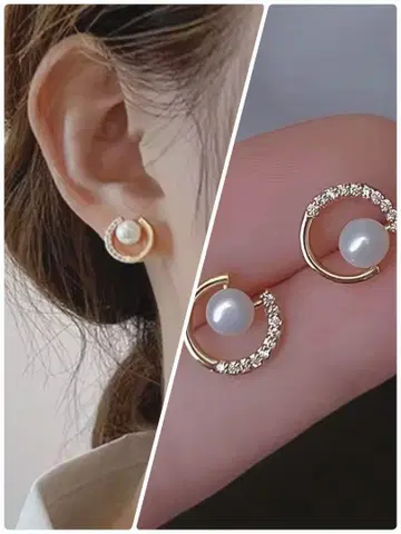 펄과 크리스탈 후프 귀걸이