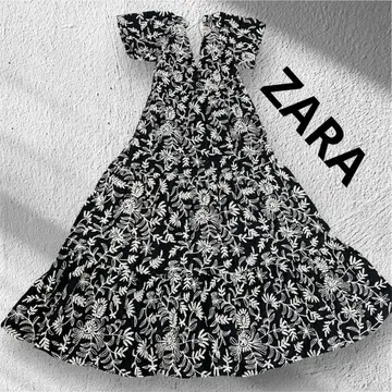 택 포함 새상품 자라 ZARA 자수 티어드 원피스 자수 꽃무늬