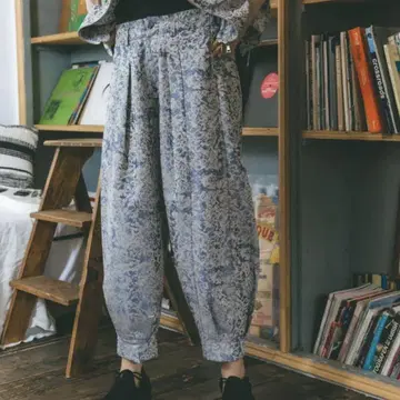 Eve 하라페코 상점 Jacquard Tapered Pants-블루
