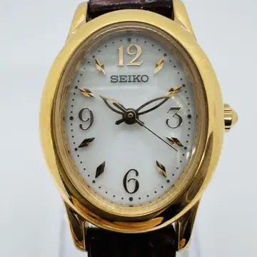 SEIKO 세이코 여성용 솔라 화이트 다이얼 가죽 손목시계