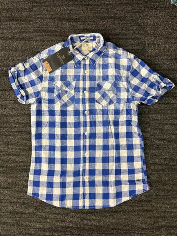 Scotch & Soda 파랑과 흰색 체크 반팔 셔츠 택 포함 새상품 L