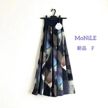 새상품 MoNiLE 블러 프린트 패턴 롱 스커트